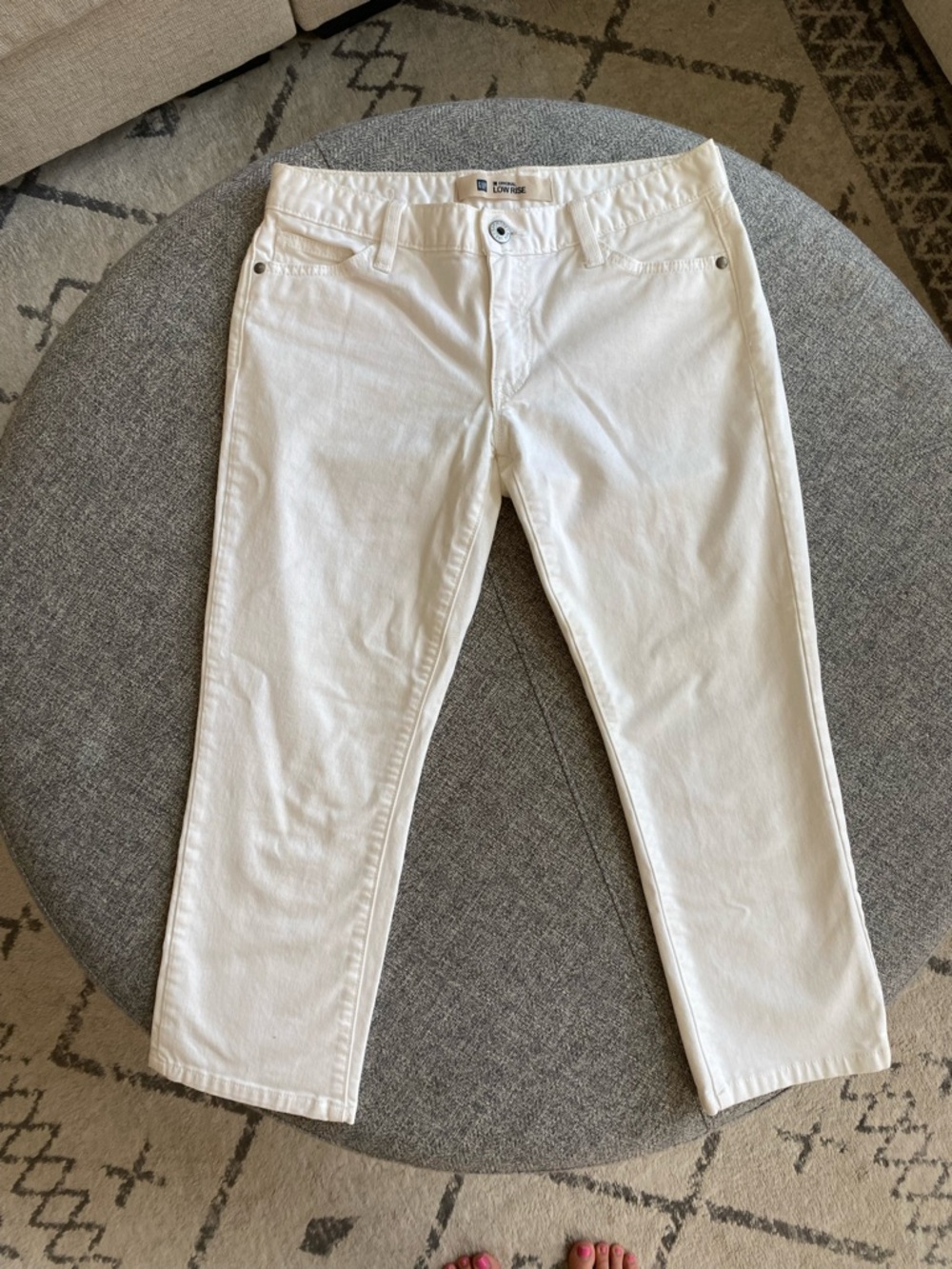 Cropped White Stretch Ankle Pants